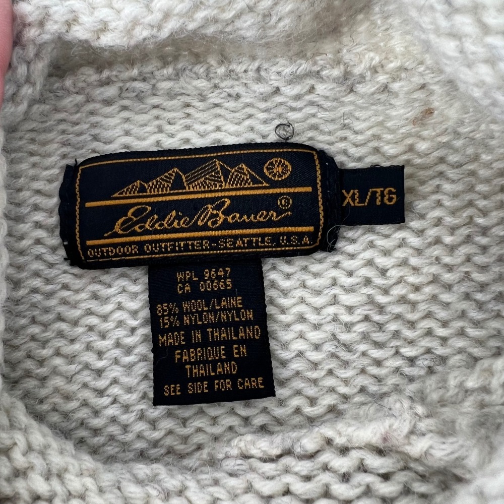 Vintage Eddie Bauer Wool Fair Isle Roll Neck Sweater XL Snowflake Nordic USA - Picture 4 of 8